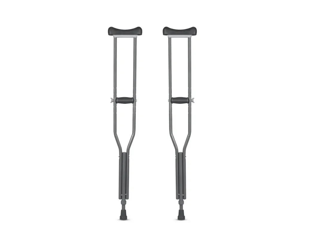 Adjustable aluminum underarm crutches for injury recovery and walking support