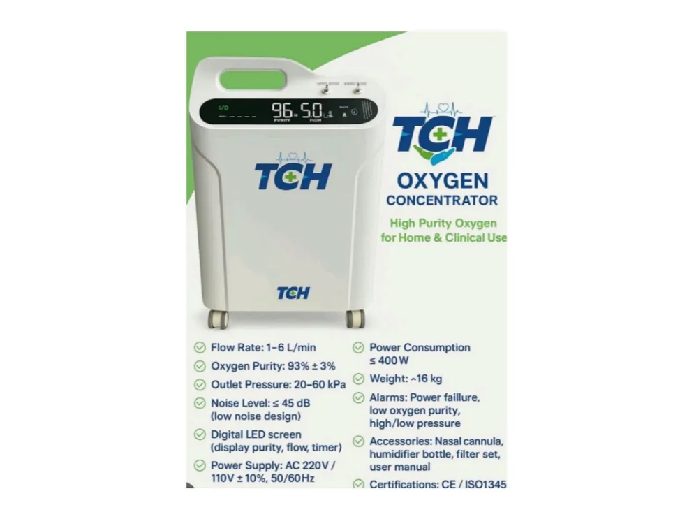 TCH 5 LPM oxygen concentrator with digital display for home oxygen therapy