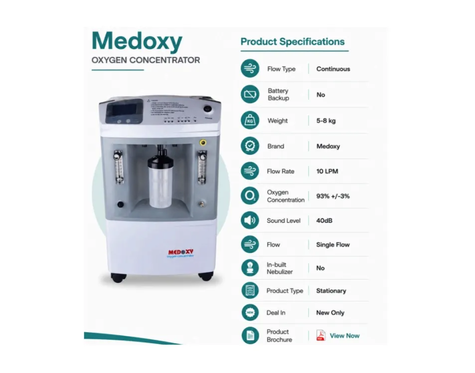 Medoxy 10 LPM oxygen concentrator for high-flow oxygen therapy and respiratory support