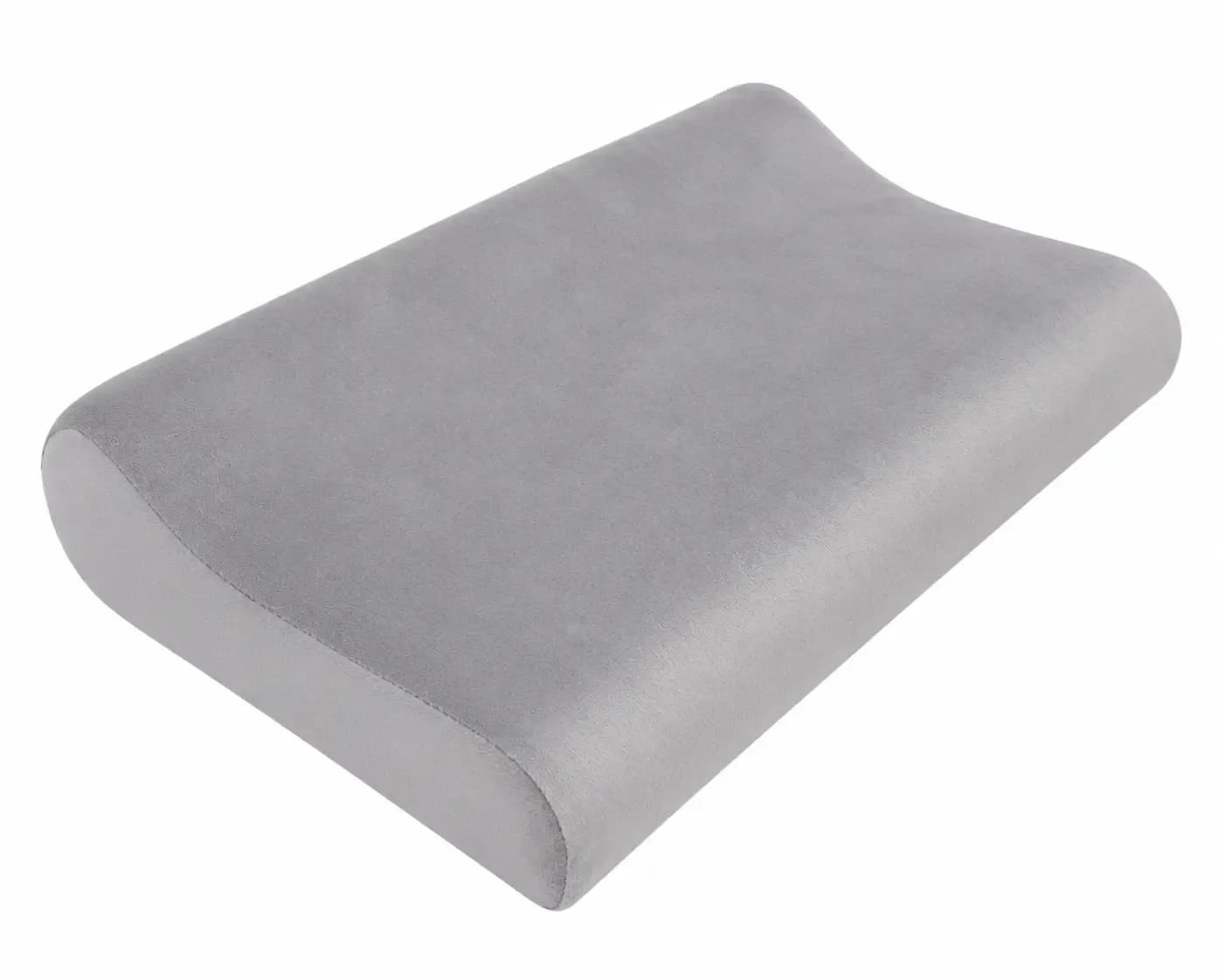 Grey orthopedic cervical pillow designed to provide neck support, improve sleeping posture, and help relieve neck pain.